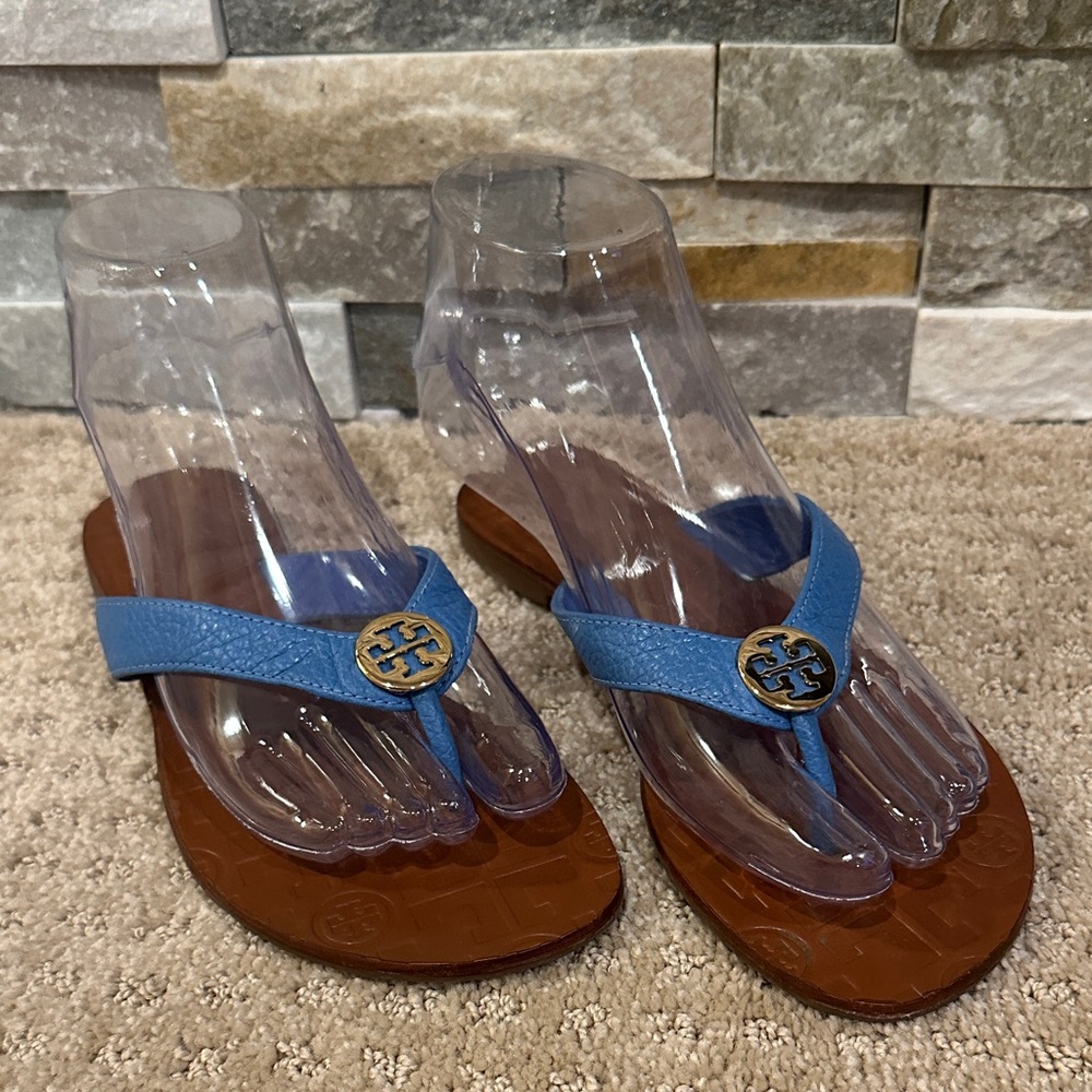 Tory Burch Blue Sandals with Brown Sole